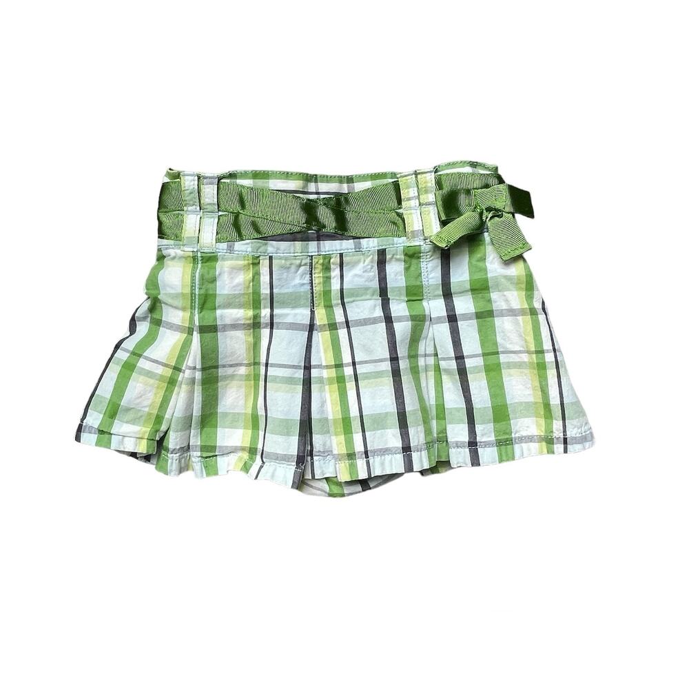 Girls 12-18 Months Gymboree Green Navy Blue White Plaid Pleated Skirt Bloomers